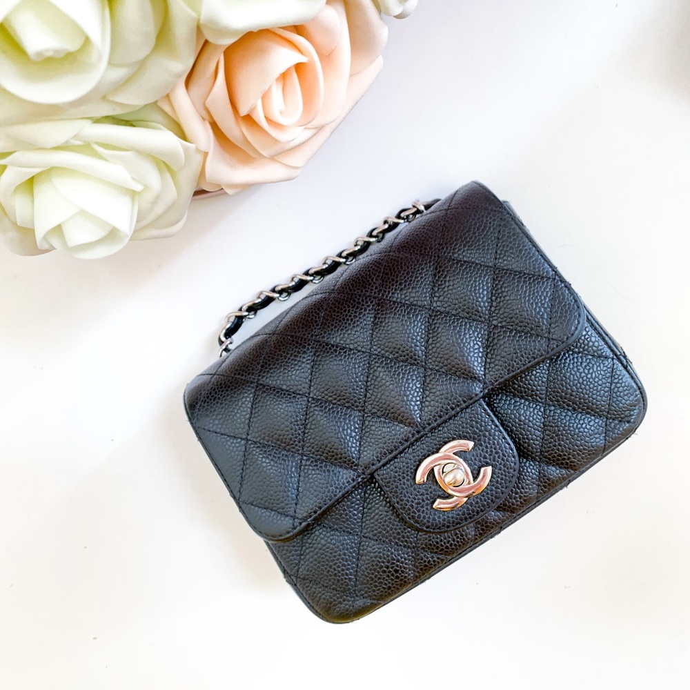 ❌SOLD❌ Chanel Mini Square Black Caviar SHW